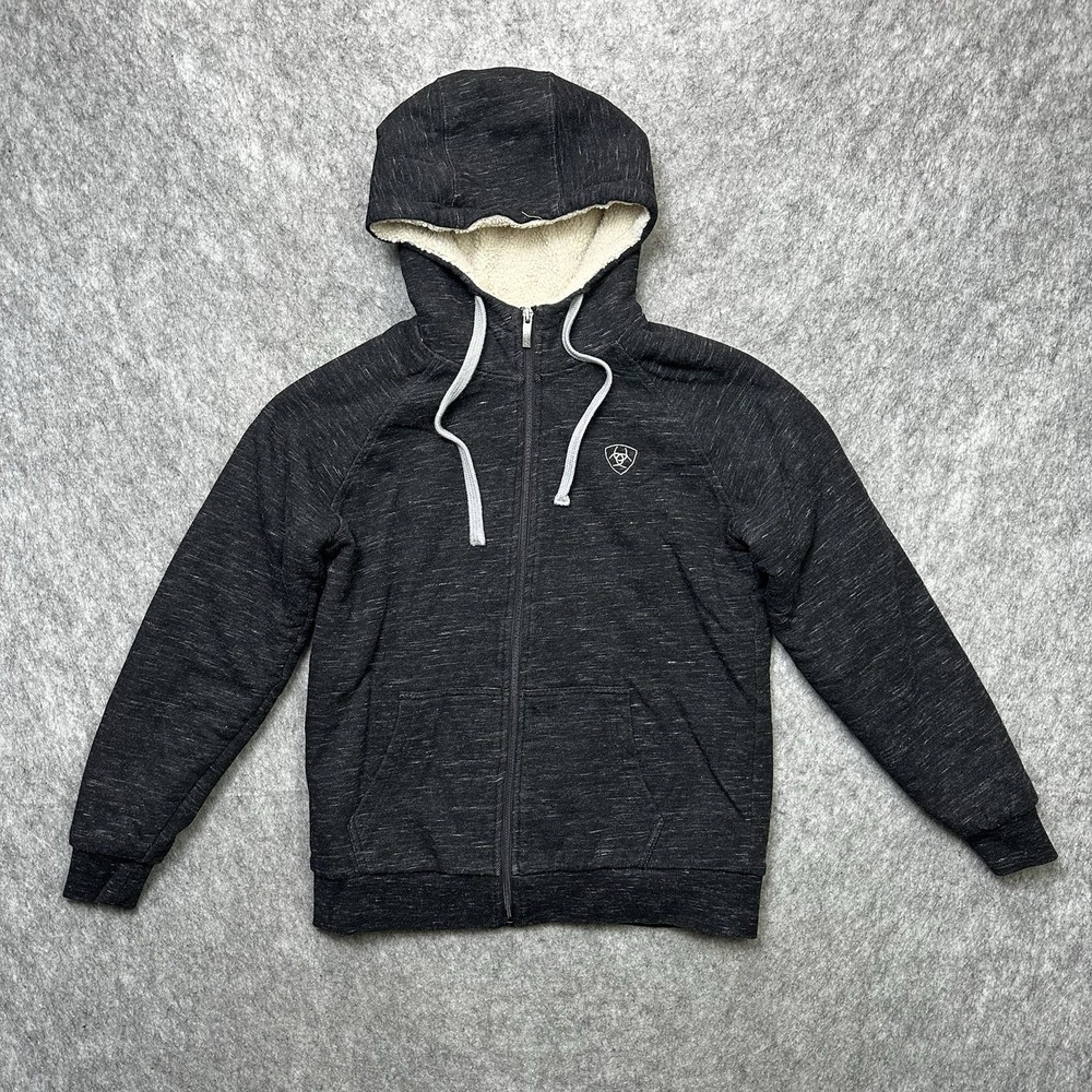 Ariat REAL‎ Sherpa Lined Hoodie Full Zip Women's XS Gray Plush Thick Cozy Jacket